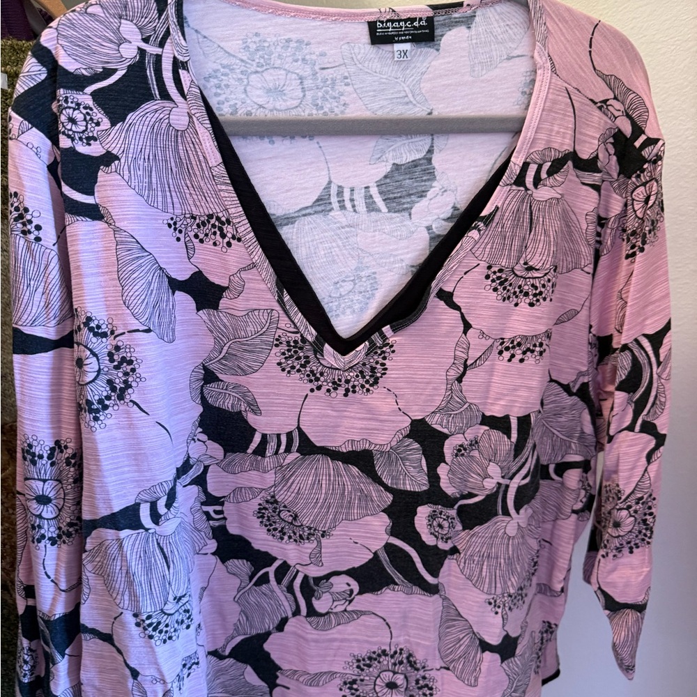 Pink Floral Long Sleeve Top